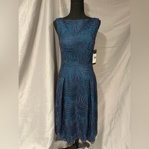 NWT JS Collections Navy Blue And Teal Midi Dress